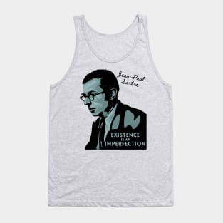 Jean-Paul Sartre Portrait and Quote Tank Top